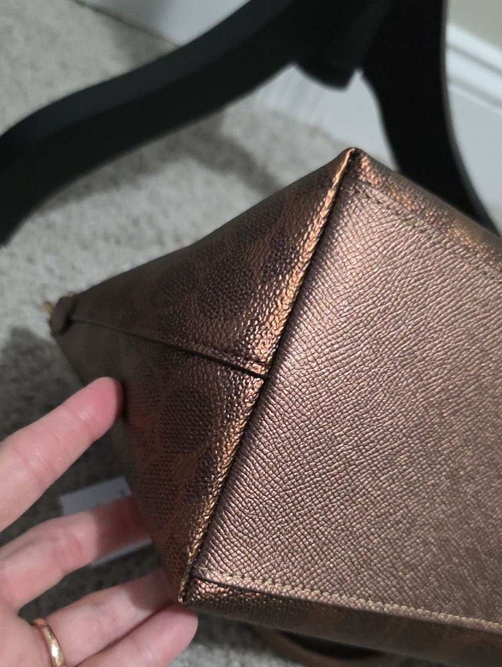 Coach Sadie Satchel Crossbody Bag in Metallic Signature Coated Canvas - Picture 10 of 16